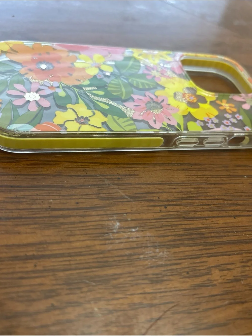 Floral Clear Phone Case with Yellow & Orange Flowers iPhone 15 Pro